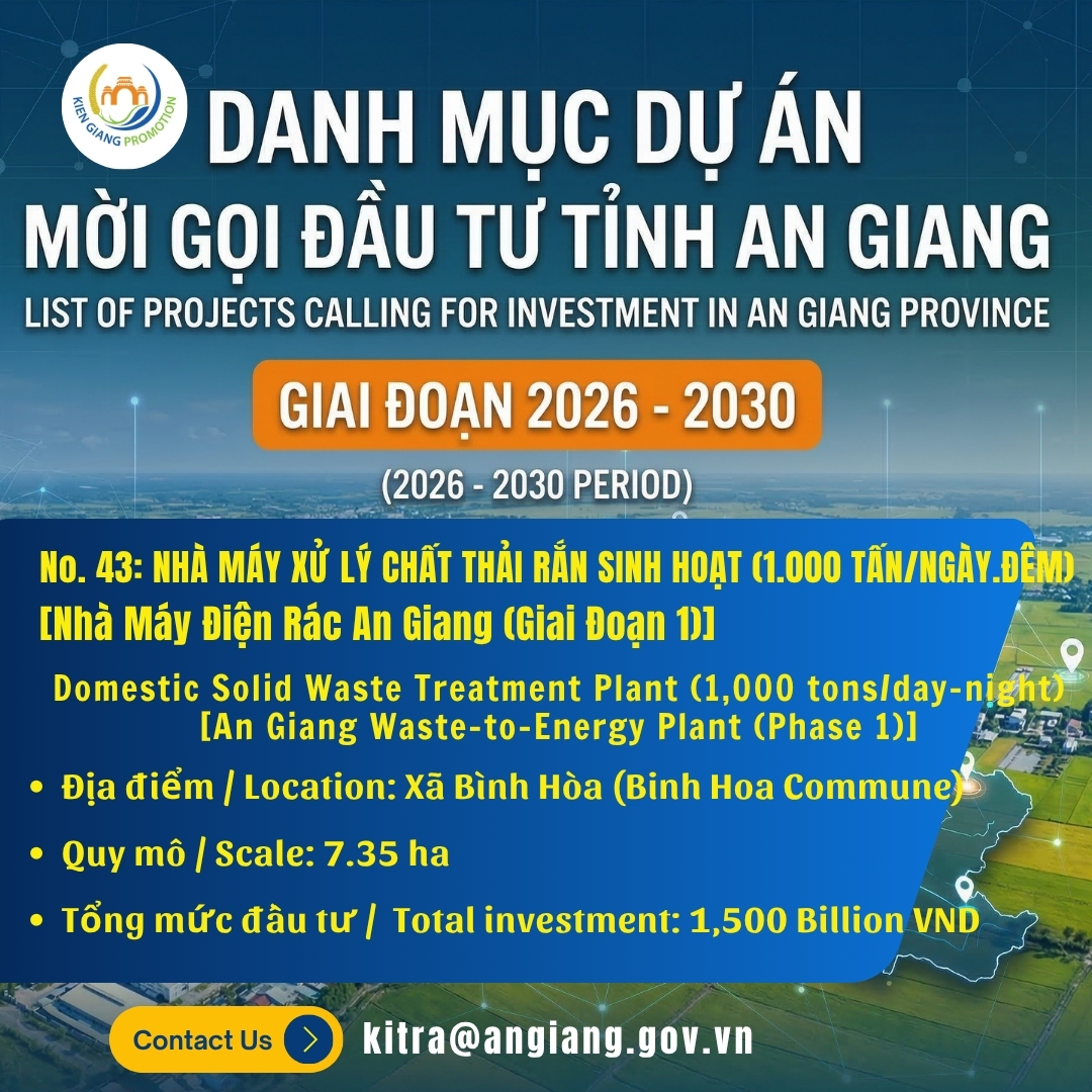 No. 42: Nhà Máy Xử Lý Chất Thải Rắn Sinh Hoạt Xã Chợ Vàm (200 Tấn/Ngày.Đêm)