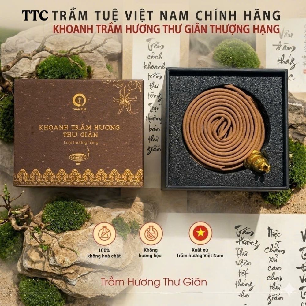 Khoanh Trầm Hương Thư Giãn Thượng Hạng – Tuyệt Tác Nhang Trầm Sạch Dành Cho Không Gian Bình Yên