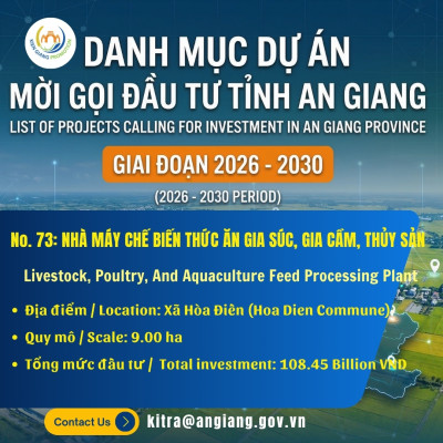 No. 72: Nhà Máy Đông Lạnh, Chế Biến Thủy Sản | Đầu Tư An Giang 2026-2030