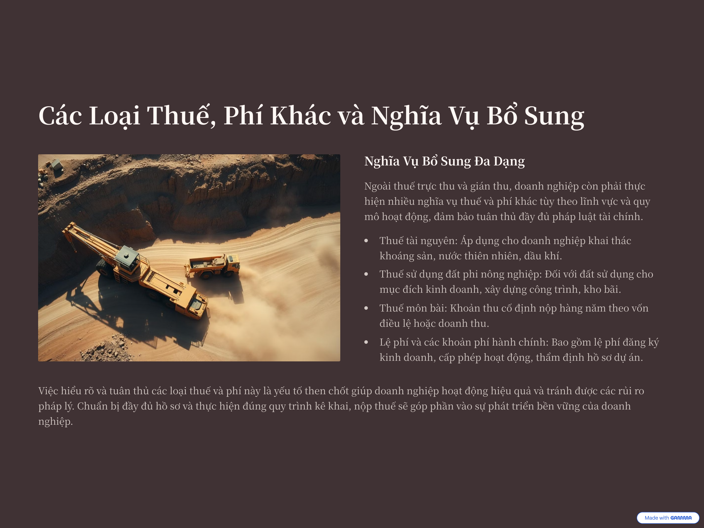 3. Các loại thuế, phí khác: nghĩa vụ bổ sung trong quá trình hoạt động