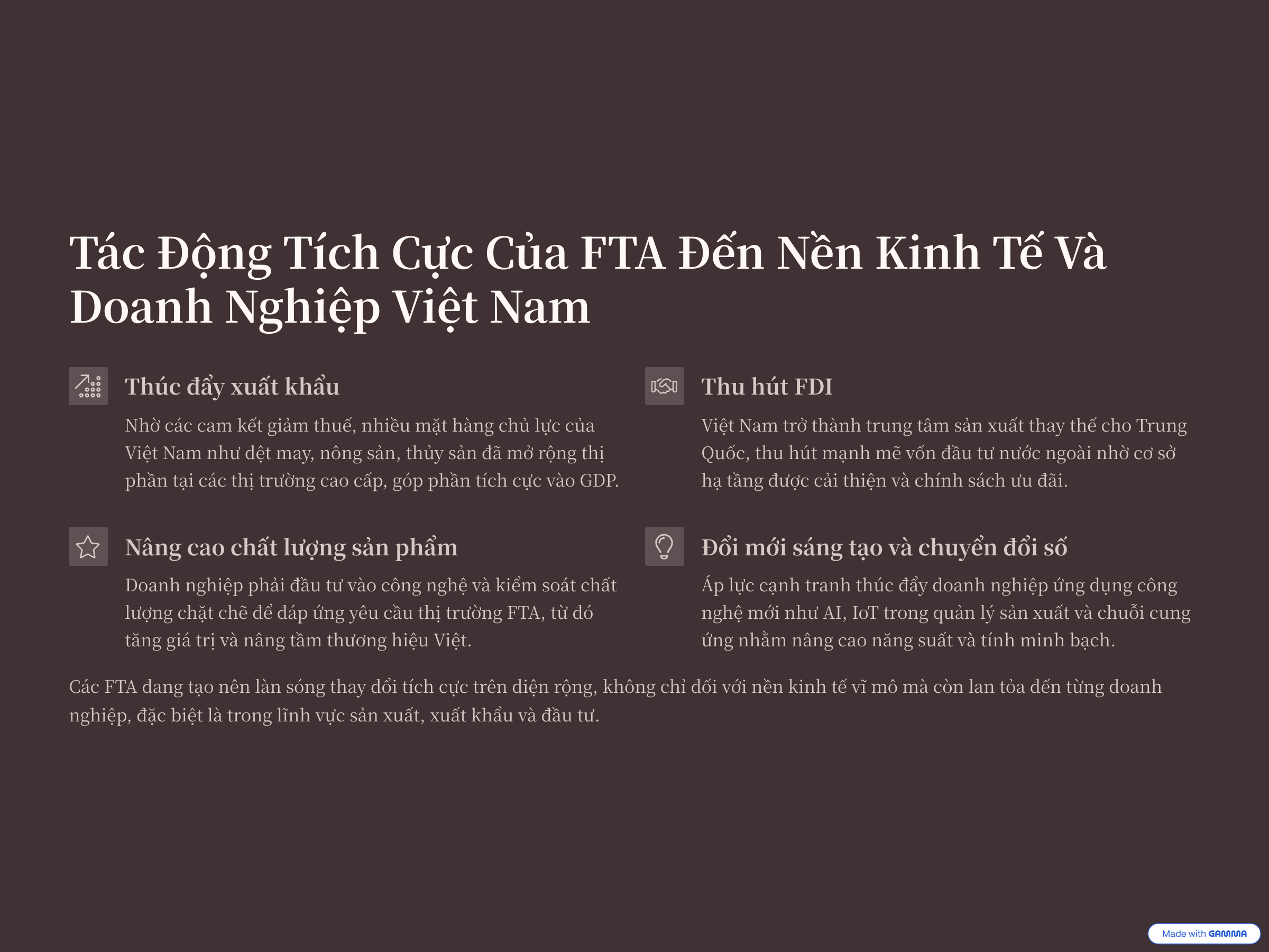 2. Tác Động Tích Cực Của FTA Đến Nền Kinh Tế Và Doanh Nghiệp Việt Nam