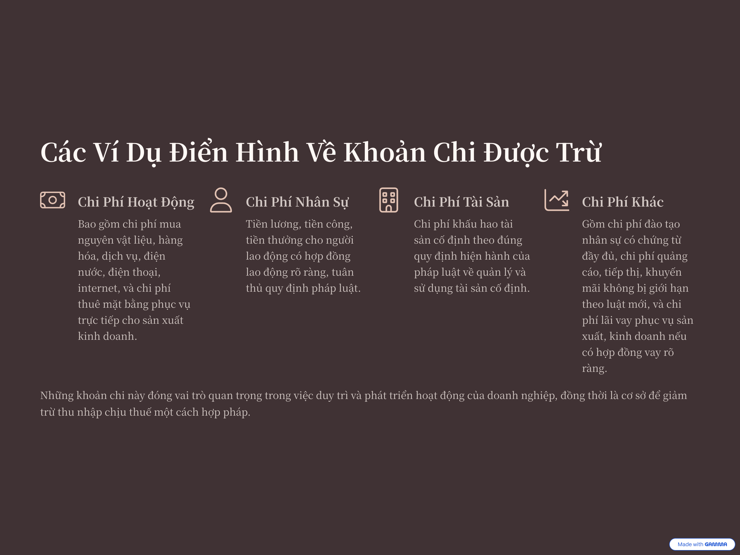 2. Một số ví dụ về khoản chi được trừ