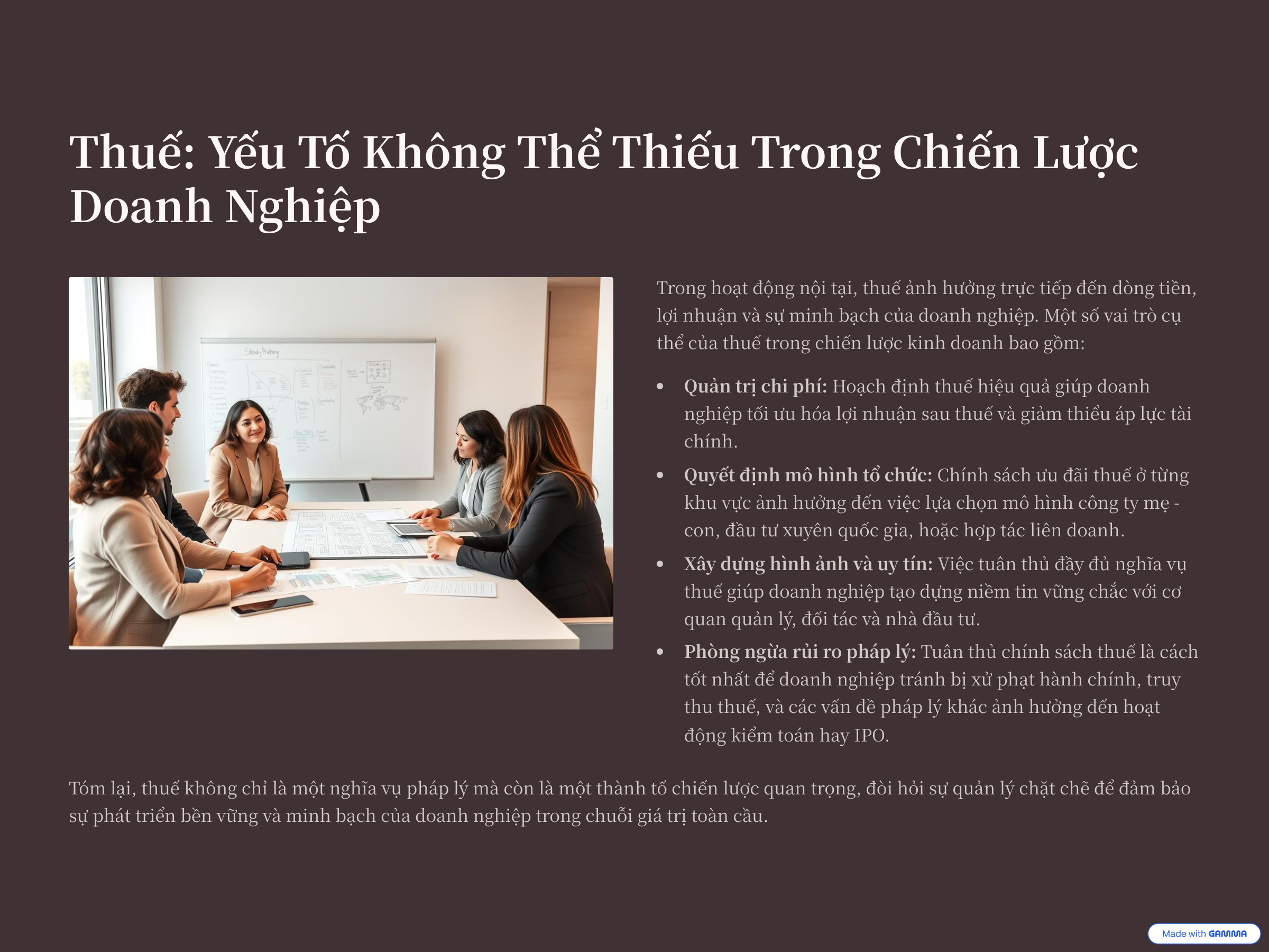 3. Thuế là một phần không thể thiếu trong chiến lược doanh nghiệp