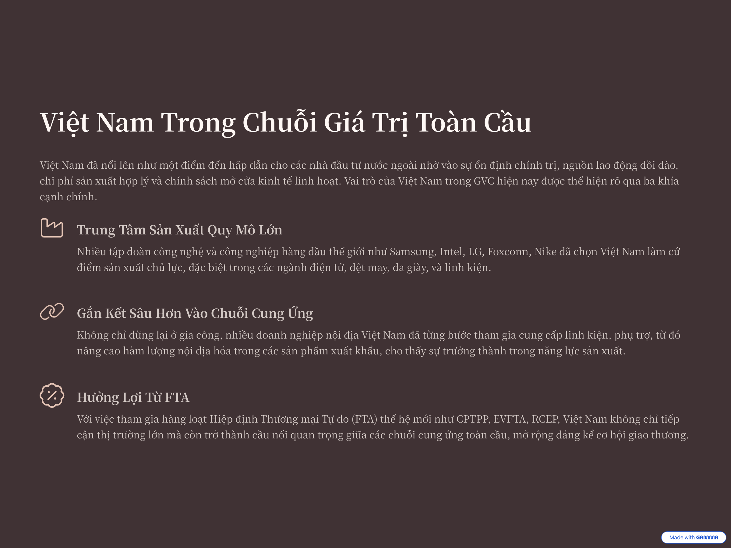 2. Vị thế của Việt Nam trong chuỗi giá trị toàn cầu