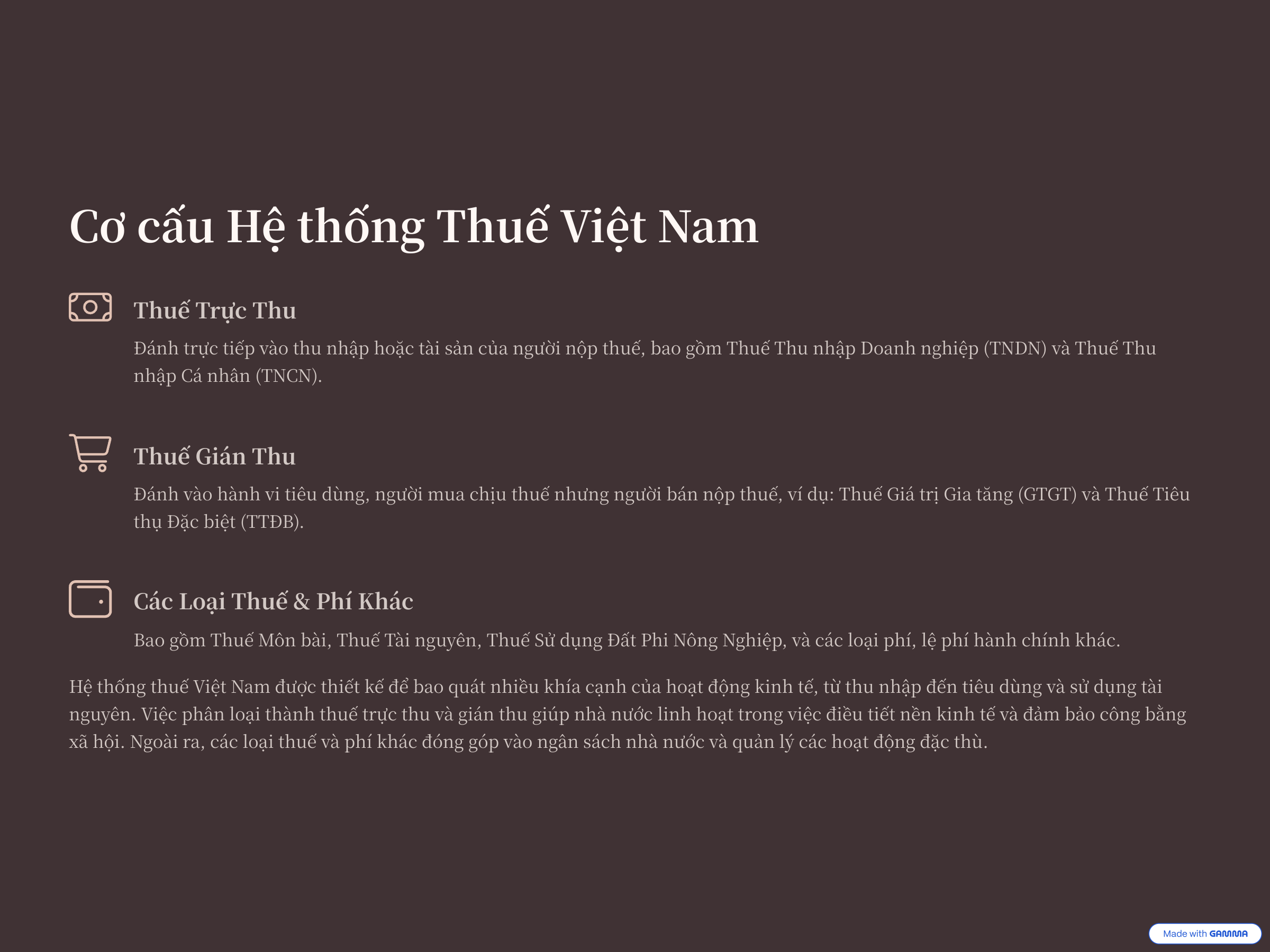 1. Cơ cấu hệ thống thuế Việt Nam
