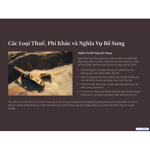 3. Các loại thuế, phí khác: nghĩa vụ bổ sung trong quá trình hoạt động