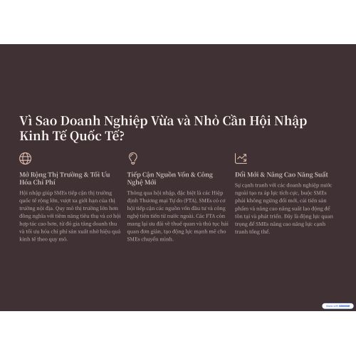 1. Vì sao doanh nghiệp vừa và nhỏ cần hội nhập kinh tế quốc tế ?