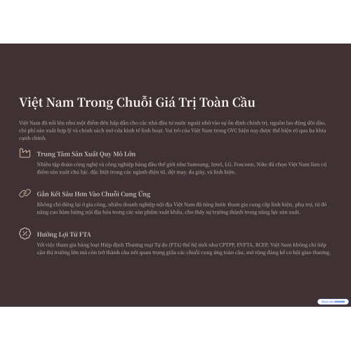 2. Vị thế của Việt Nam trong chuỗi giá trị toàn cầu