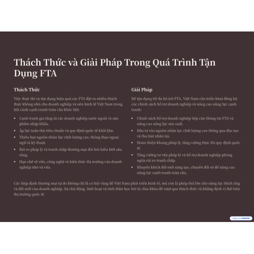 3. Những Thách Thức Đặt Ra Trong Quá Trình Tận Dụng Các FTA