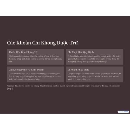 3. Các khoản chi không được trừ