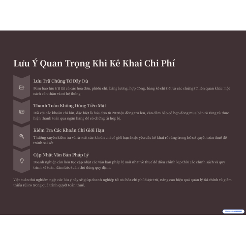 4. Lưu ý khi kê khai chi phí