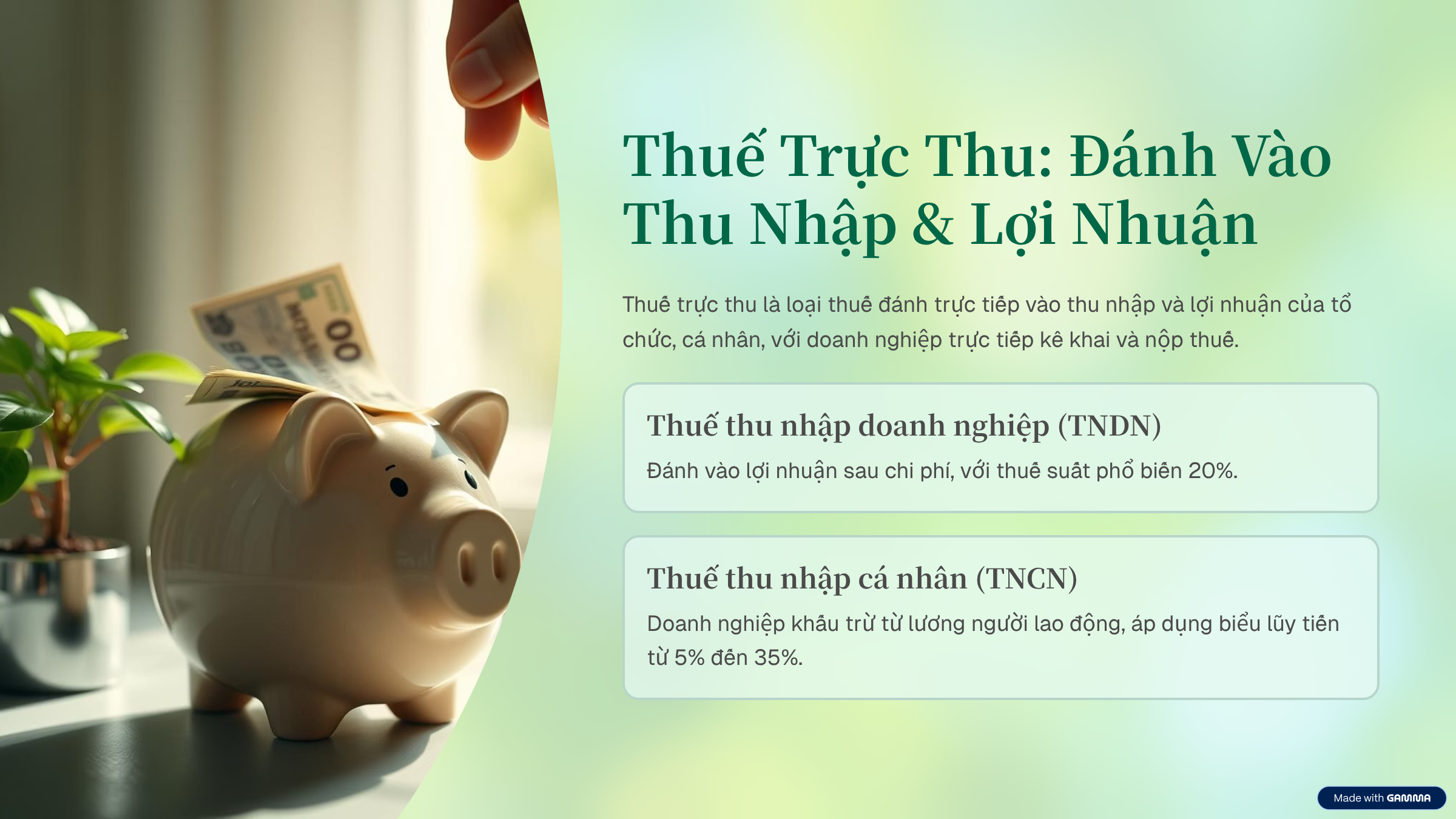 1. Thuế trực thu: đánh thẳng vào lợi nhuận và thu nhập
