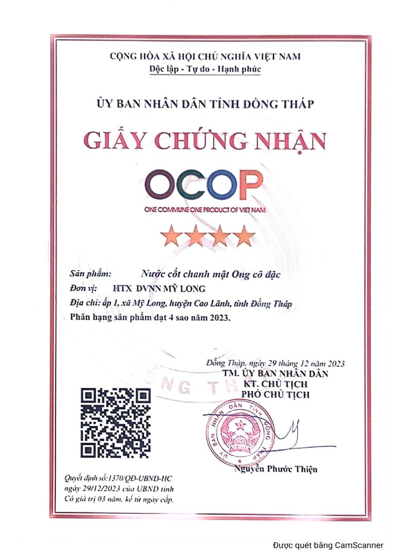 Giấy chứng nhận OCOP