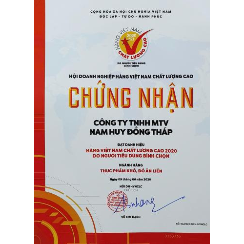Bộ Giấy Tờ - Chứng Nhận Công Ty TNHH MTV Nam Huy Đồng Tháp