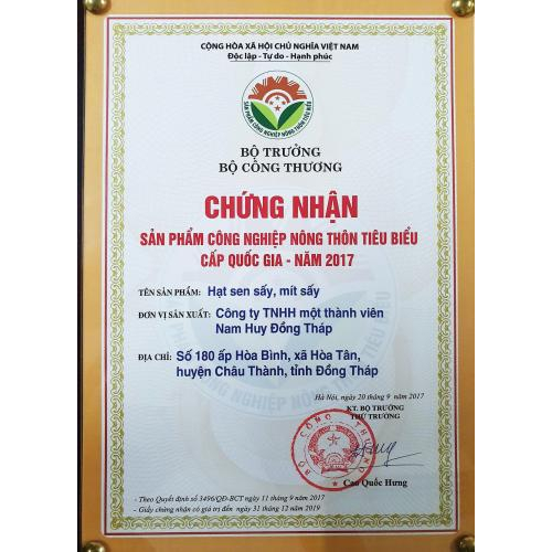 Bộ Giấy Tờ - Chứng Nhận Công Ty TNHH MTV Nam Huy Đồng Tháp