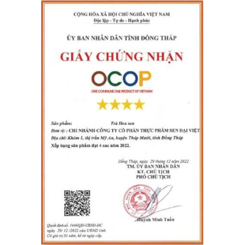 Bộ Giấy Tờ - Chứng Nhận Công Ty CP Thực Phẩm Sen Đại Việt