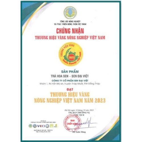 Bộ Giấy Tờ - Chứng Nhận Công Ty CP Thực Phẩm Sen Đại Việt