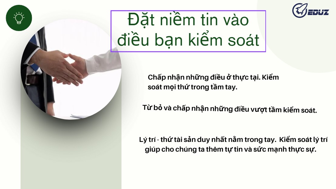 1. Đặt niềm tin vào điều bạn kiểm soát