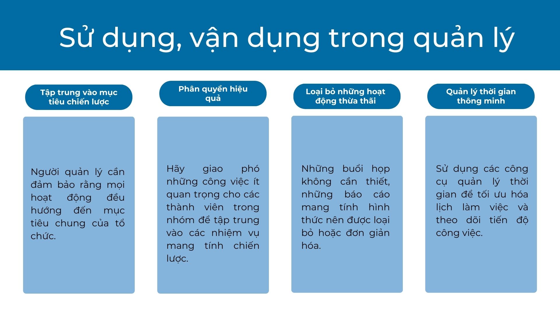4. Sử dụng, vận dụng trong quản lý