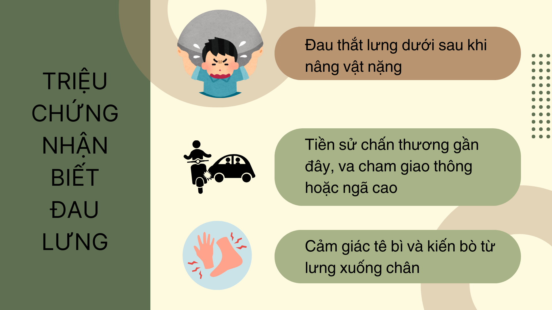 2. Triệu chứng nhận biết đau lưng