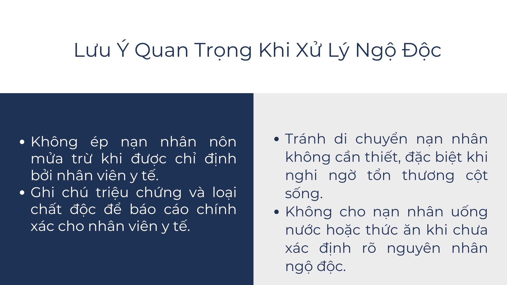 5. Lưu Ý Quan Trọng Khi Xử Lý Ngộ Độc