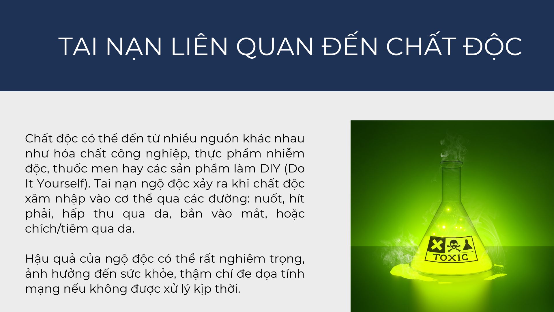 1. Tai Nạn Liên Quan Đến Chất Độc