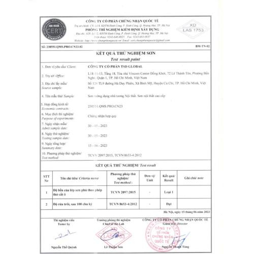 Kết quả thử nghiệm sản phẩm hợp quy