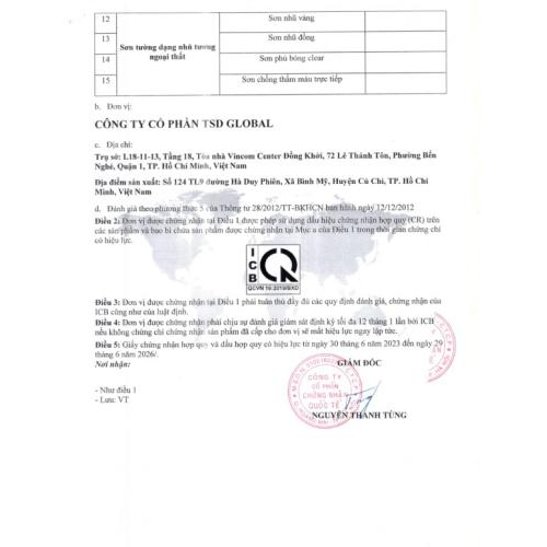 Chứng nhận sản phẩm phù hợp quy chuẩn Việt Nam