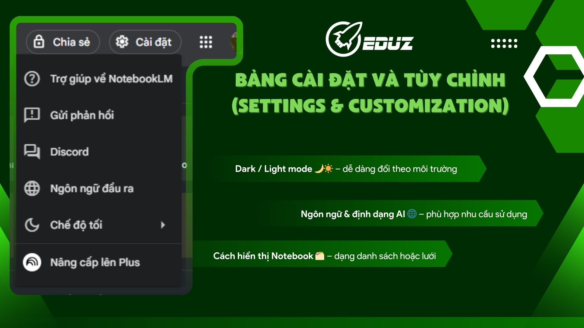 5. Bảng cài đặt và tùy chỉnh (Settings & Customization)
