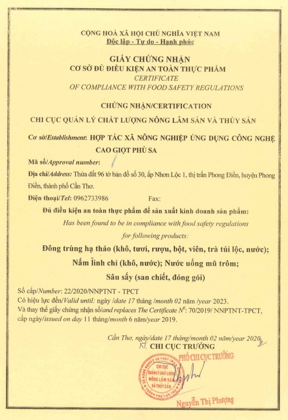 E77c991957H61aB Giấy chứng nhận an toàn vệ sinh thực phẩm